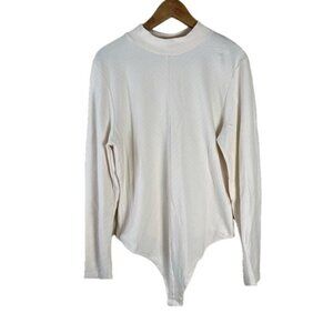 Knix Papaya Mock Neck Bodysuit in ivory size 3X soft ribbed cotton blend